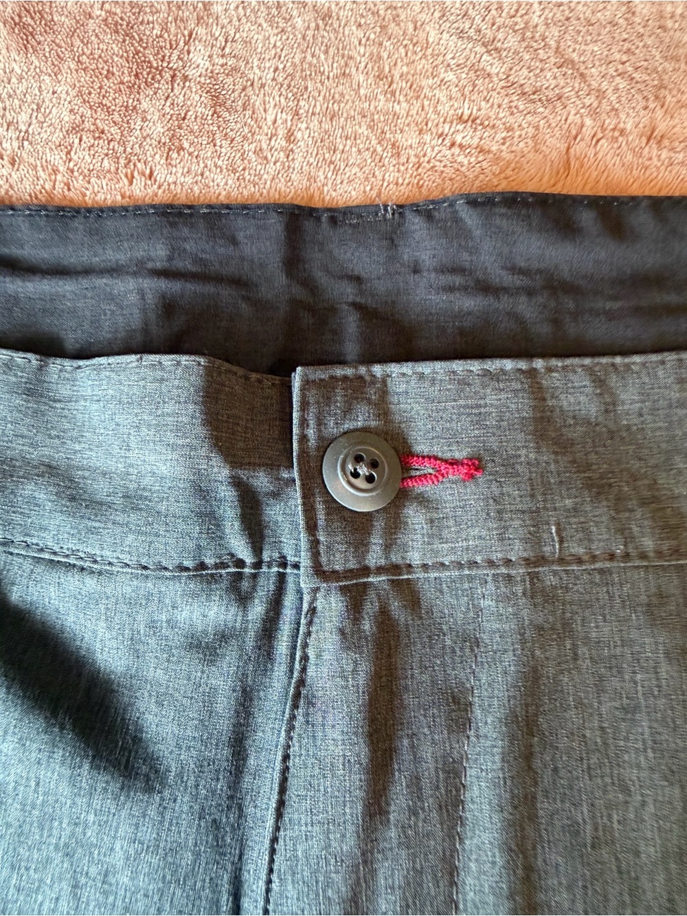 Men's Flat Front Gray Shorts with Red Stitch Accent